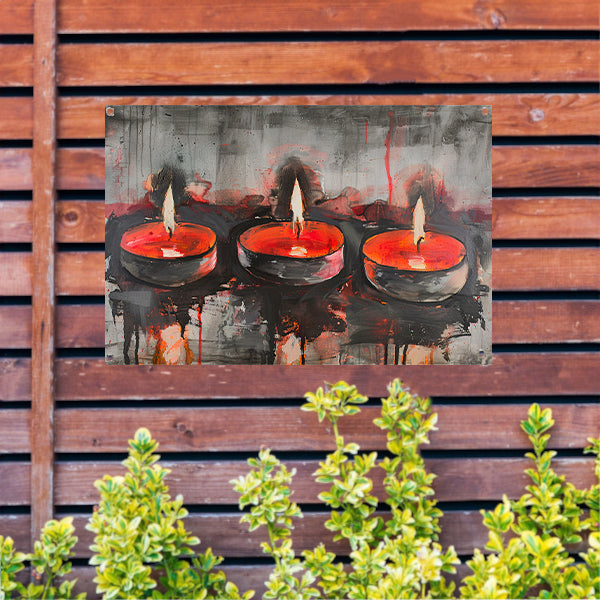 Abstract schilderij van brandende kaarsen tuinposter