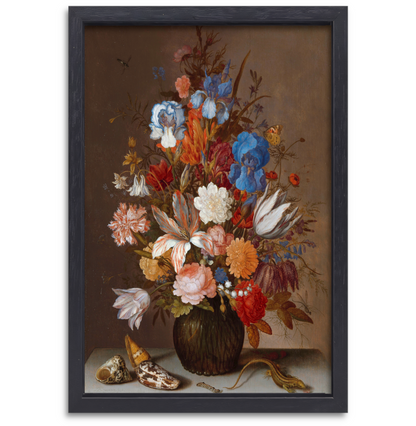 Stilleven met bloemen - Balthasar van der Ast canvas met baklijst