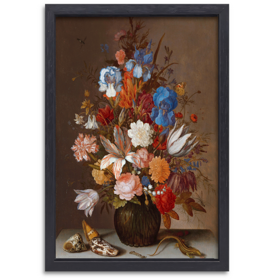 Stilleven met bloemen - Balthasar van der Ast canvas met baklijst
