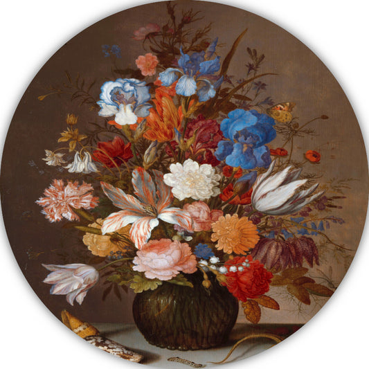 Stilleven met bloemen - Balthasar van der Ast aluminium muurcirkel