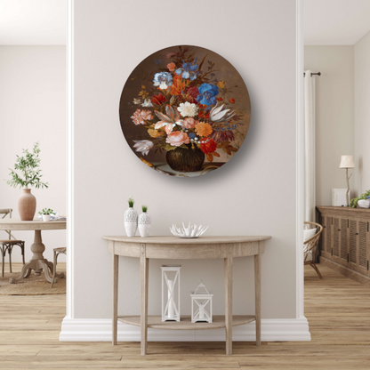 Stilleven met bloemen - Balthasar van der Ast aluminium muurcirkel