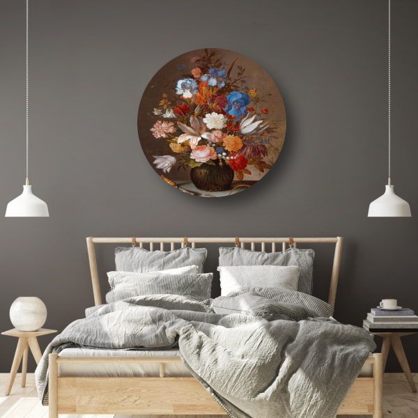 Stilleven met bloemen - Balthasar van der Ast aluminium muurcirkel