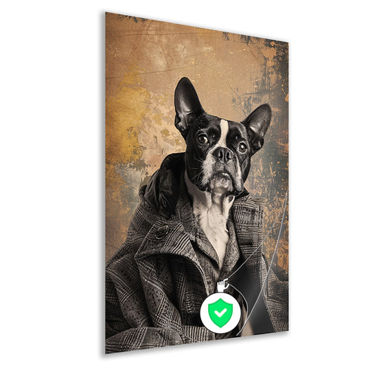 Franse Bulldog in Tweed Pak poster