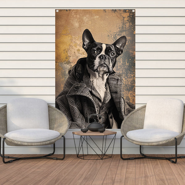 Franse Bulldog in Tweed Pak tuinposter