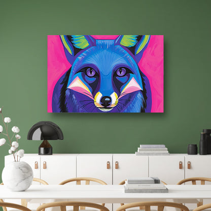 Kleurrijk abstract schilderij van een vos canvas met baklijst
