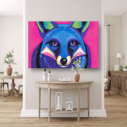 Kleurrijk abstract schilderij van een vos canvas met baklijst