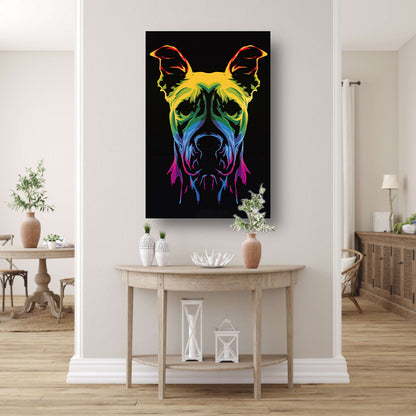 Psychedelische kleurrijke afbeelding van een hond canvas