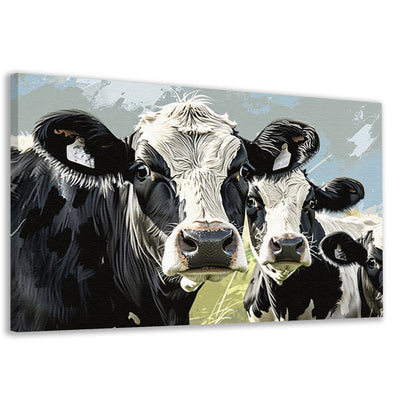Realistische close-up van nieuwsgierige koeien canvas