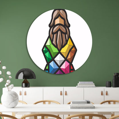 Geometrisch abstract portret met kleurrijke diamanten forex muurcirkel