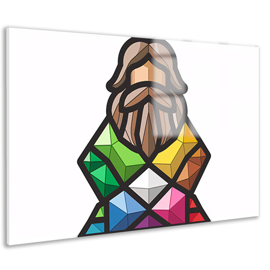 Geometrisch abstract portret met kleurrijke diamanten acrylglas