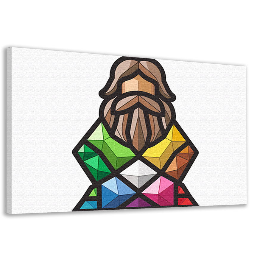 Geometrisch abstract portret met kleurrijke diamanten canvas