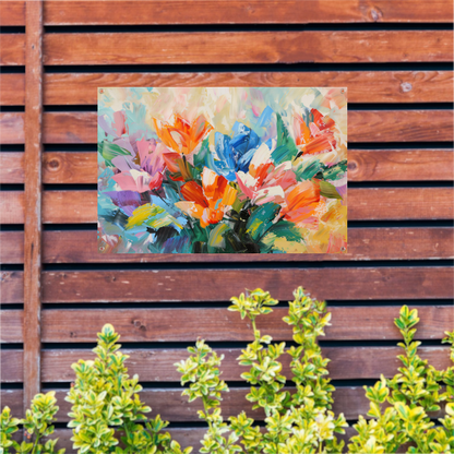 Levendige Abstracte Impressionistische Bloemenschilderij tuinposter