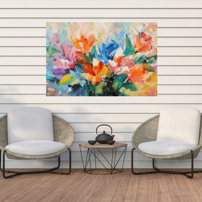 Levendige Abstracte Impressionistische Bloemenschilderij tuinposter