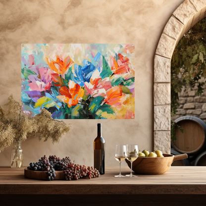 Levendige Abstracte Impressionistische Bloemenschilderij tuinposter
