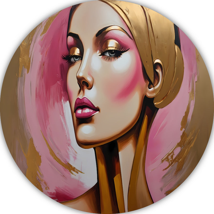 Moderne vrouw met gouden oorbel portret forex muurcirkel