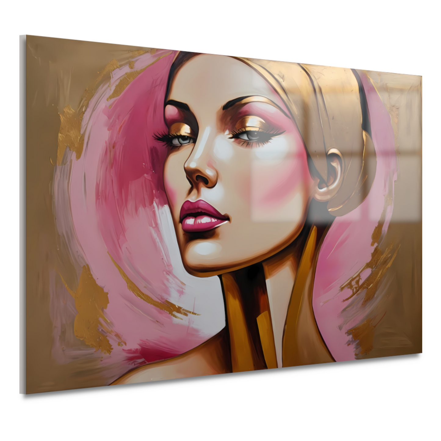 Moderne vrouw met gouden oorbel portret acrylglas