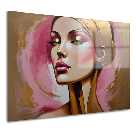 Moderne vrouw met gouden oorbel portret acrylglas