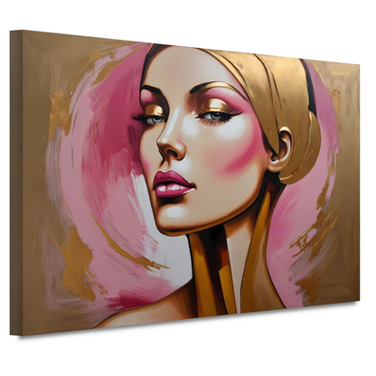 Moderne vrouw met gouden oorbel portret canvas