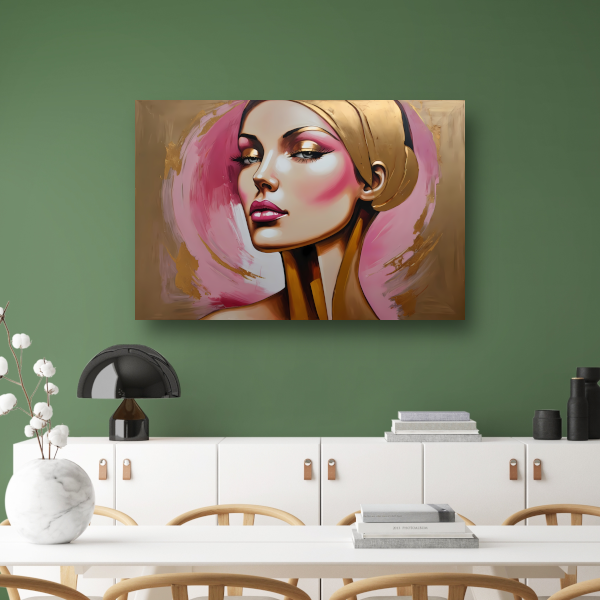 Moderne vrouw met gouden oorbel portret canvas