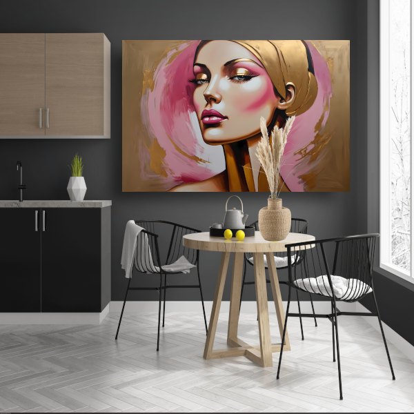 Moderne vrouw met gouden oorbel portret canvas