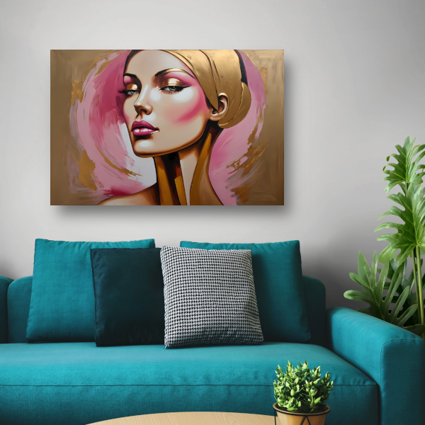 Moderne vrouw met gouden oorbel portret canvas