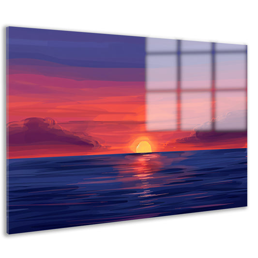 Adembenemende zonsondergang over kalme zee acrylglas