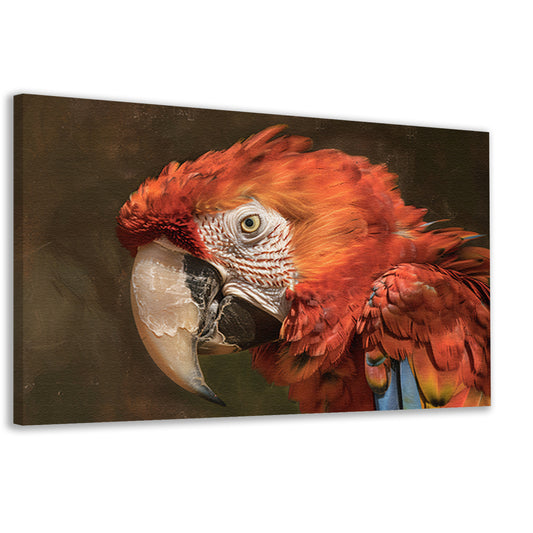 Realistisch schilderij van kleurrijke papegaai canvas