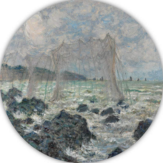 Visnetten in Pourville - Claude Monet aluminium muurcirkel