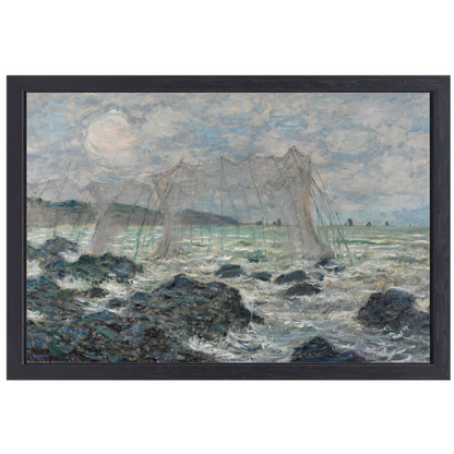 Visnetten in Pourville - Claude Monet canvas met baklijst