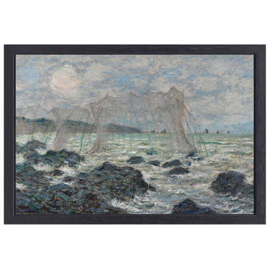 Visnetten in Pourville - Claude Monet canvas met baklijst