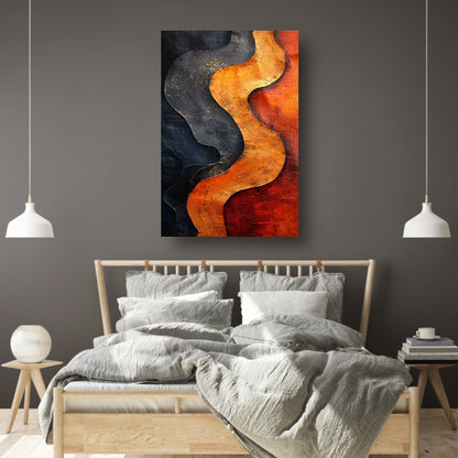 Abstract  met gouden verf canvas met baklijst