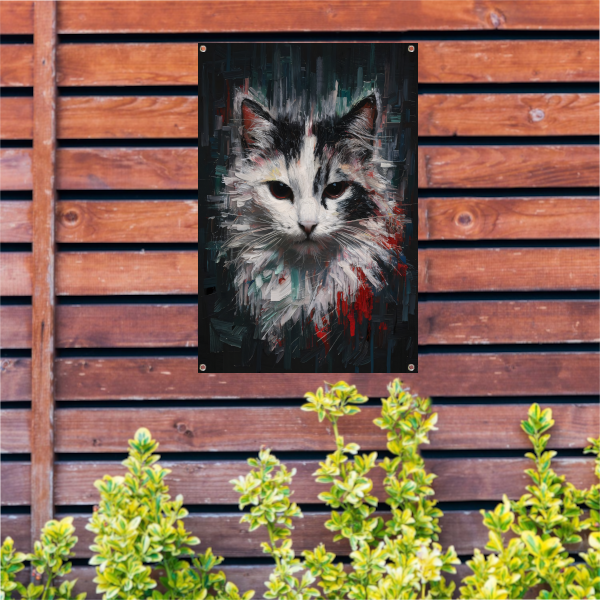 Blik van een Abstracte Kat in Kleur tuinposter