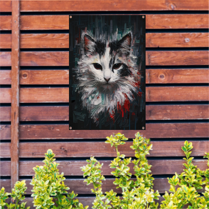 Blik van een Abstracte Kat in Kleur tuinposter