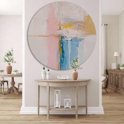 Abstract kunstwerk met pastelkleuren en textuur aluminium muurcirkel