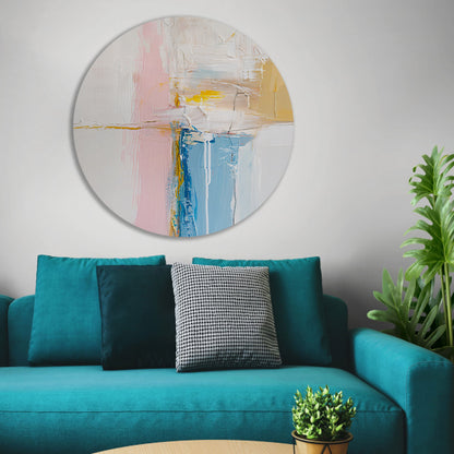 Abstract kunstwerk met pastelkleuren en textuur aluminium muurcirkel