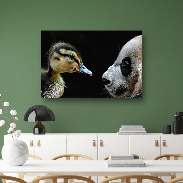 Panda en Eend Tête-à-Tête canvas