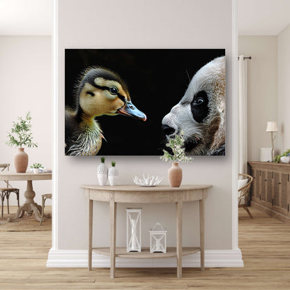 Panda en Eend Tête-à-Tête canvas