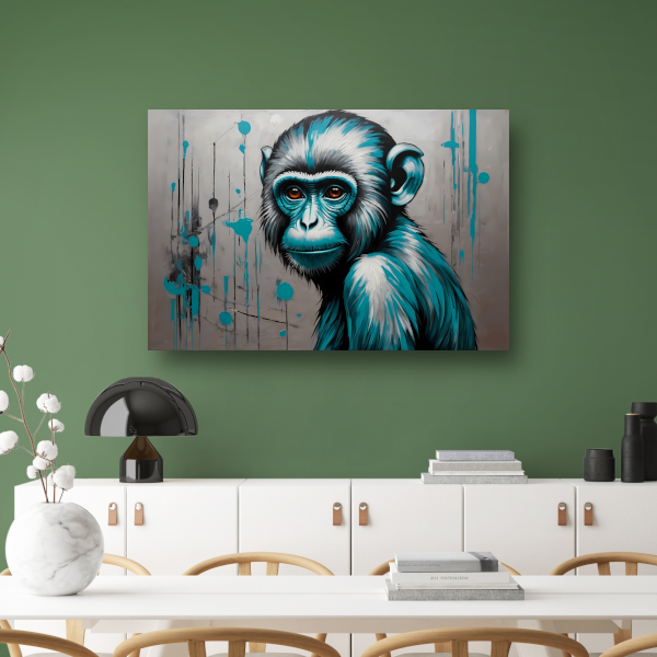 Abstracte Aap met Turquoise en Zilver Verf acrylglas