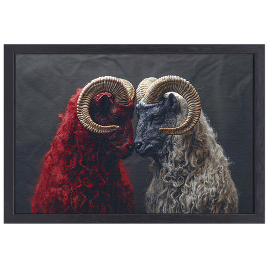 Schapen in Zwart Wit canvas met baklijst