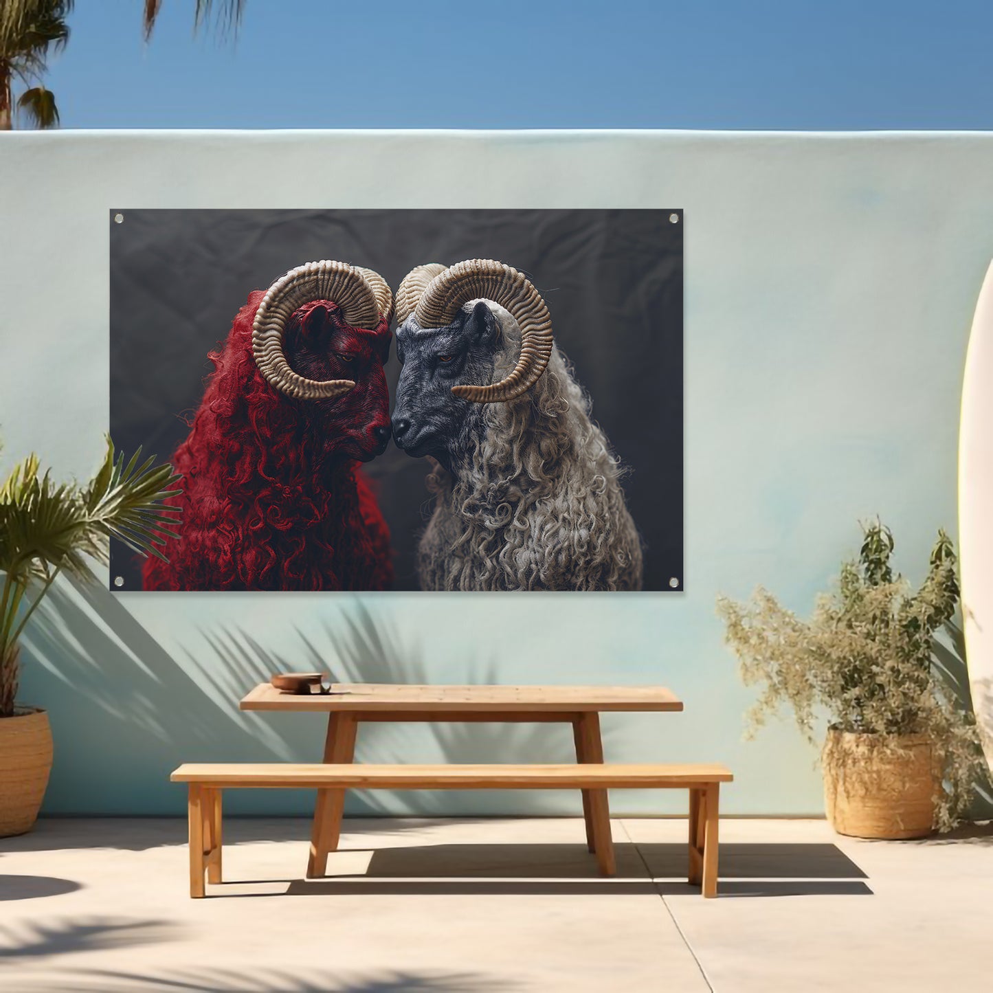 Schapen in Zwart Wit tuinposter
