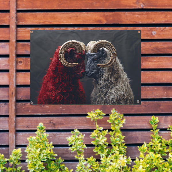 Schapen in Zwart Wit tuinposter