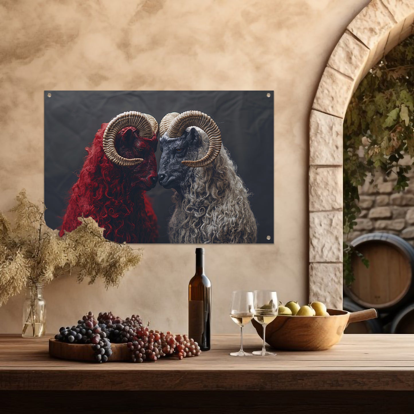 Schapen in Zwart Wit tuinposter