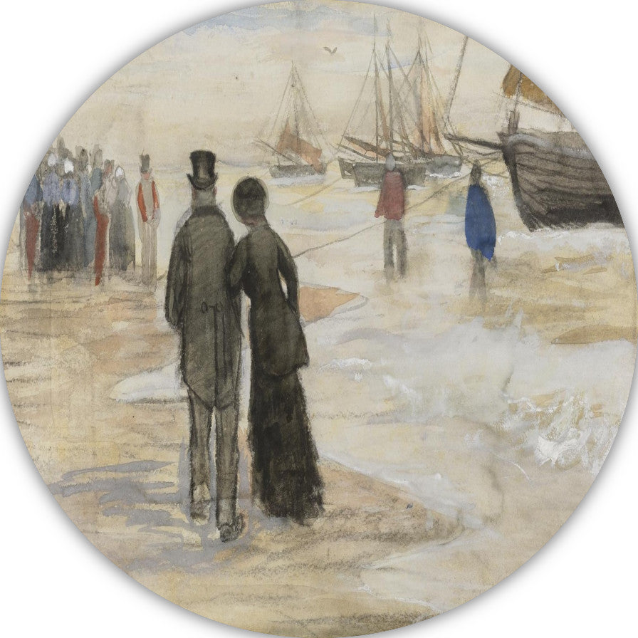 Het strand van Scheveningen - Vincent van Gogh aluminium muurcirkel