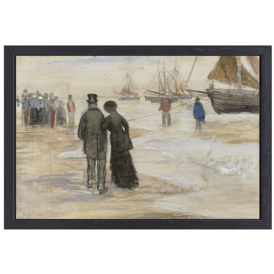 Het strand van Scheveningen - Vincent van Gogh canvas met baklijst