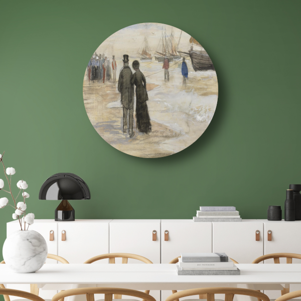 Het strand van Scheveningen - Vincent van Gogh forex muurcirkel