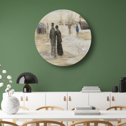 Het strand van Scheveningen - Vincent van Gogh forex muurcirkel