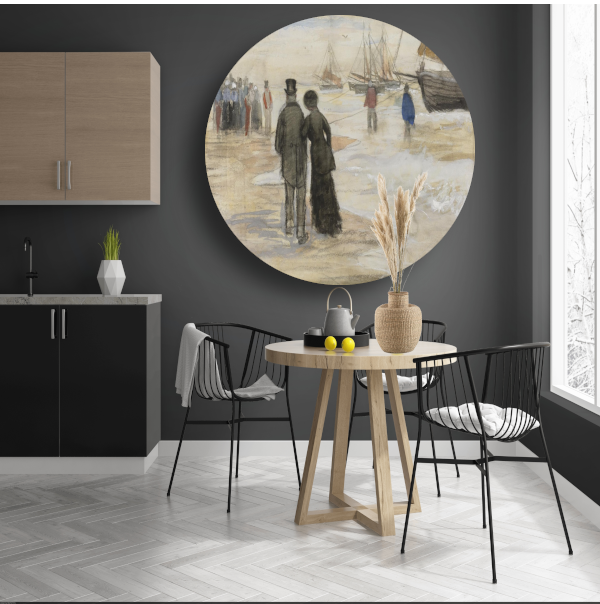 Het strand van Scheveningen - Vincent van Gogh forex muurcirkel