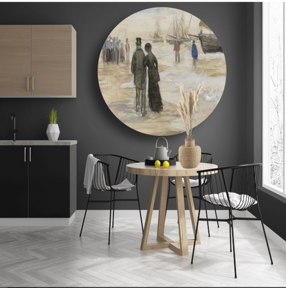 Het strand van Scheveningen - Vincent van Gogh forex muurcirkel