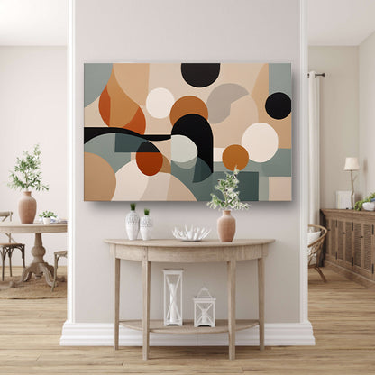 Abstract Japandi schilderij met cirkels en lijnen canvas