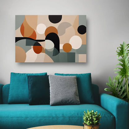 Abstract Japandi schilderij met cirkels en lijnen canvas